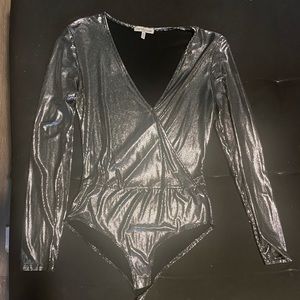 Charlotte Russe Silver/Black Bodysuit